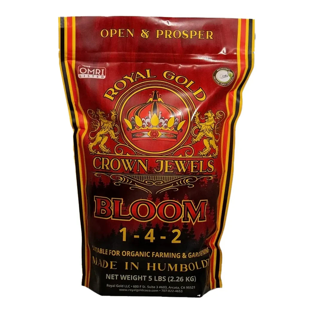 Royal Gold Crown Jewels Bloom 1-4-2 5 lb bag, OMRI Listed organic bloom fertilizer