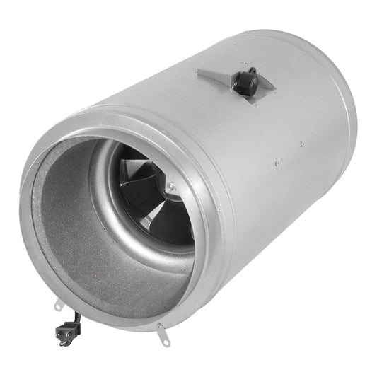 Ruck 12 inch S-Prime inline duct fan, 1692 CFM, acoustic insulation inside the steel shell