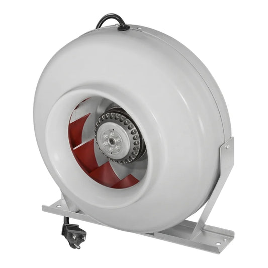 Ruck 8 inch Classic centrifugal inline duct fan, 527 CFM on 115W with incorporated mounting brackets