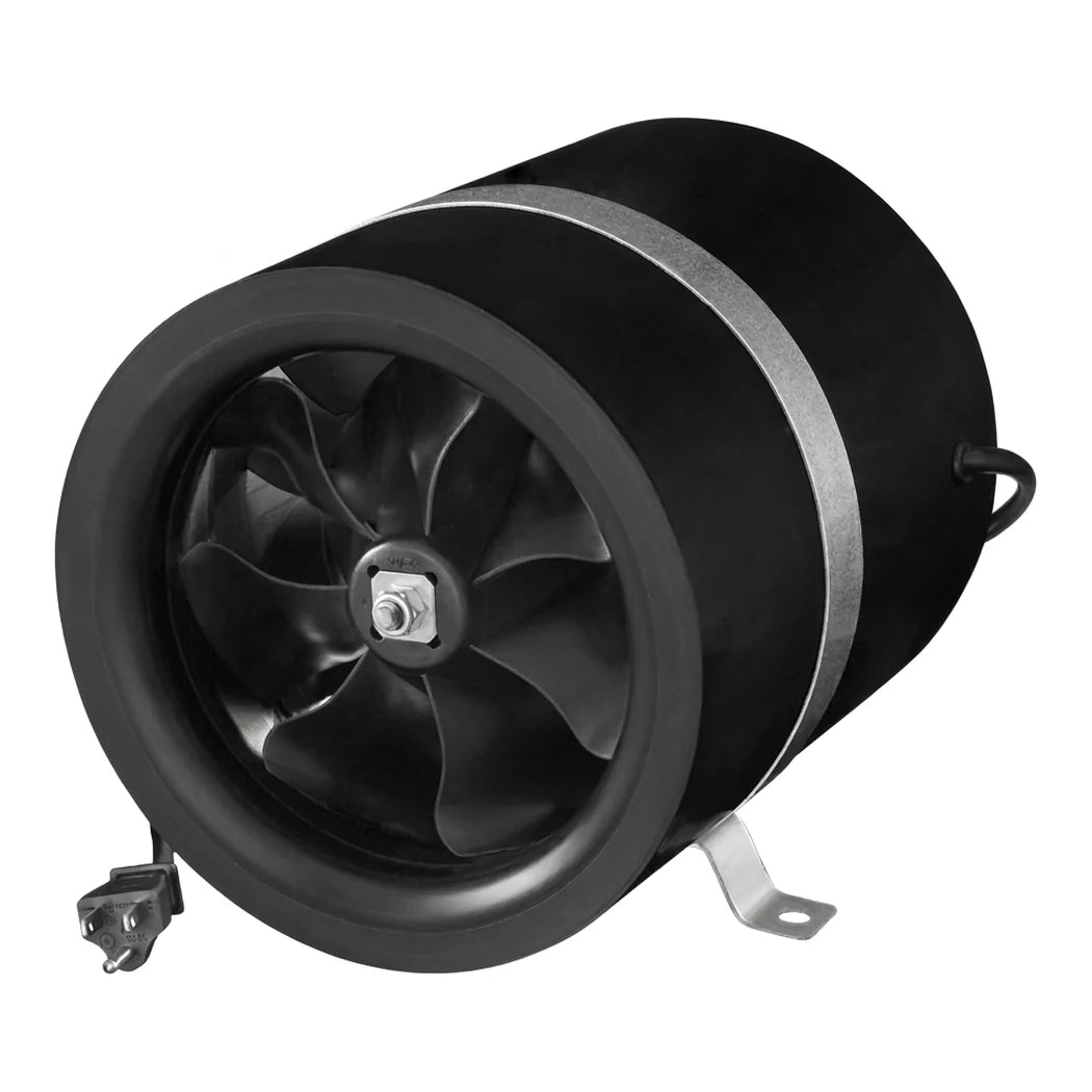 Ruck 8 inch Prime mixed flow inline duct fan, 656 CFM on 176W, black plastic housing with 3D impeller