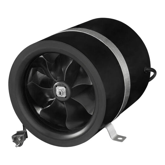 Ruck 8 inch Prime mixed flow inline duct fan, 656 CFM on 176W, black plastic housing with 3D impeller