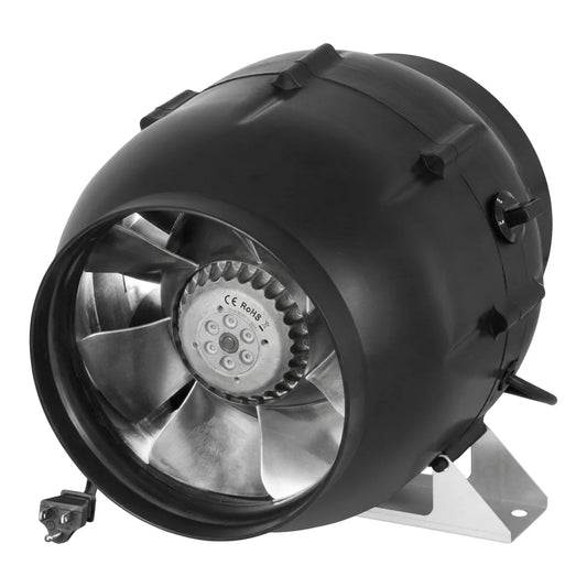 Ruck 8 inch Prime HO mixed flow inline fan, 946 CFM with integrated three-speed switch