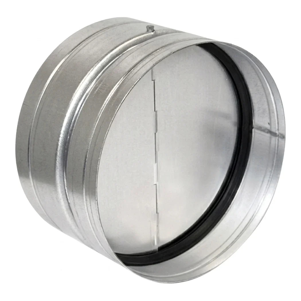 Ruck 14 inch back draught damper in galvanized sheet steel with a rubber sealing face