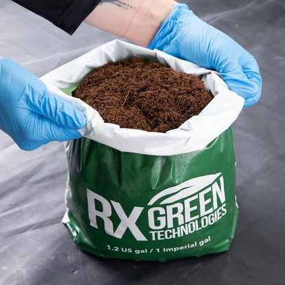 RX Green Clean Coco 100% - RTU - FULL PALLET - bag opened, showing the media