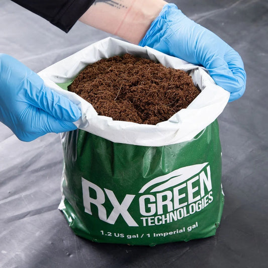 RX Green Clean Coco 100% - RTU - FULL PALLET - bag opened, showing the media