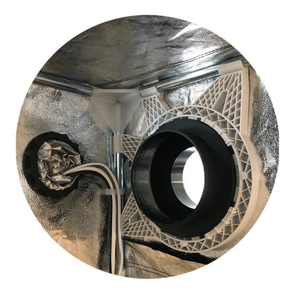 Close-up of the DS90 ducting port and cable pass-through