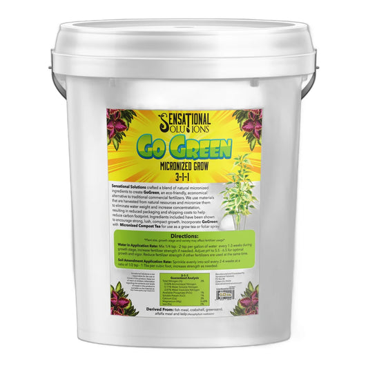 Sensational Solutions Go Green Grow 3-1-1 micronized grow fertilizer, 10 lb white pail