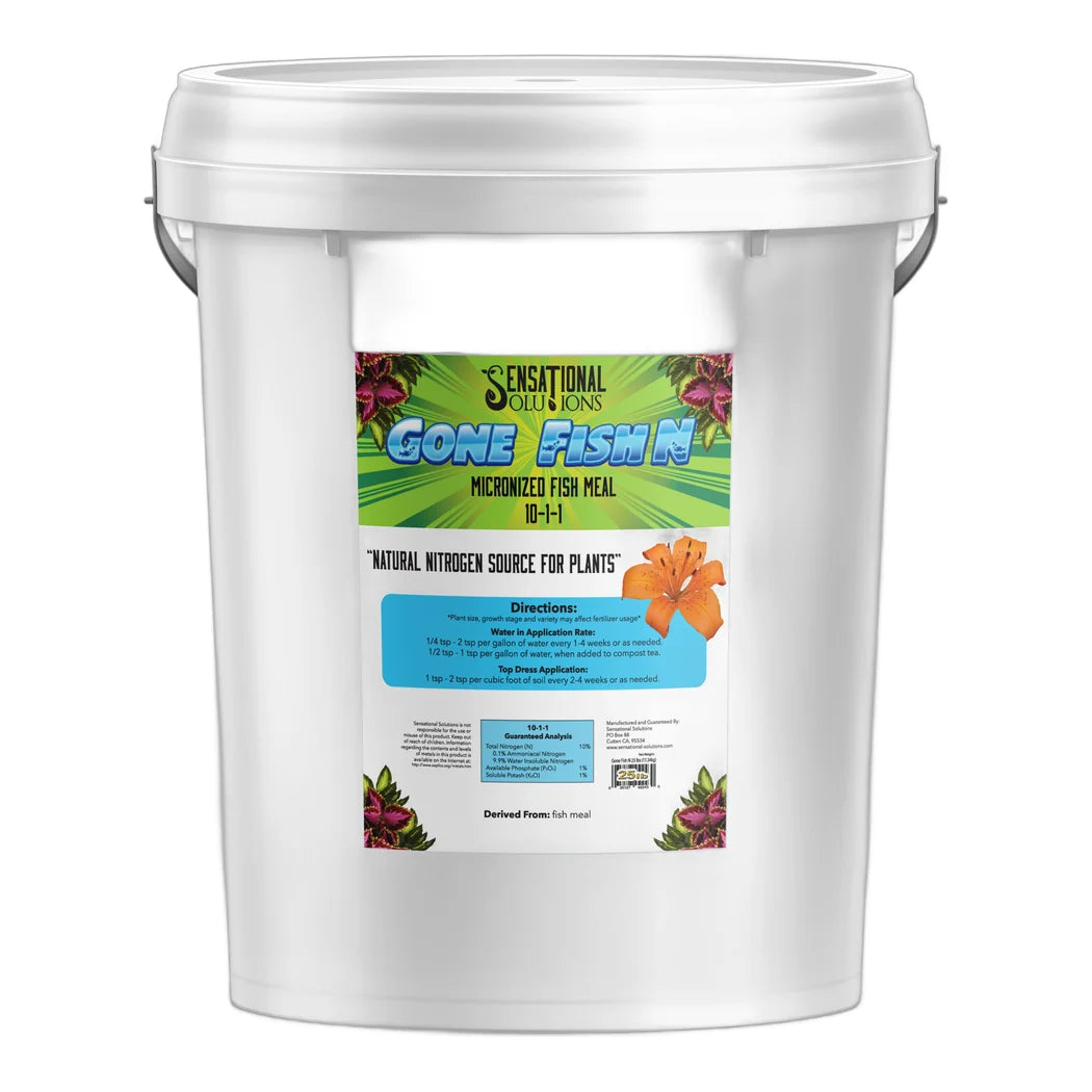 Sensational Solutions Gone Fish N 10-1-1 micronized fish meal nitrogen source, 25 lb white pail