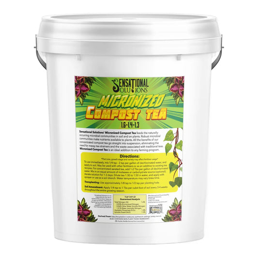 Sensational Solutions Micronized Compost Tea 1.6-1.4-1.3 soluble compost tea powder, 10 lb white pail