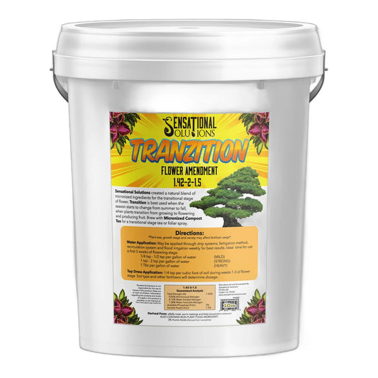Sensational Solutions Tranzition 1.42-2-1.5 flower amendment, 10 lb white pail