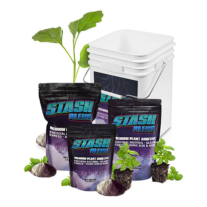 Stash Blend Premium Plant Additive - pouch and bucket sizes