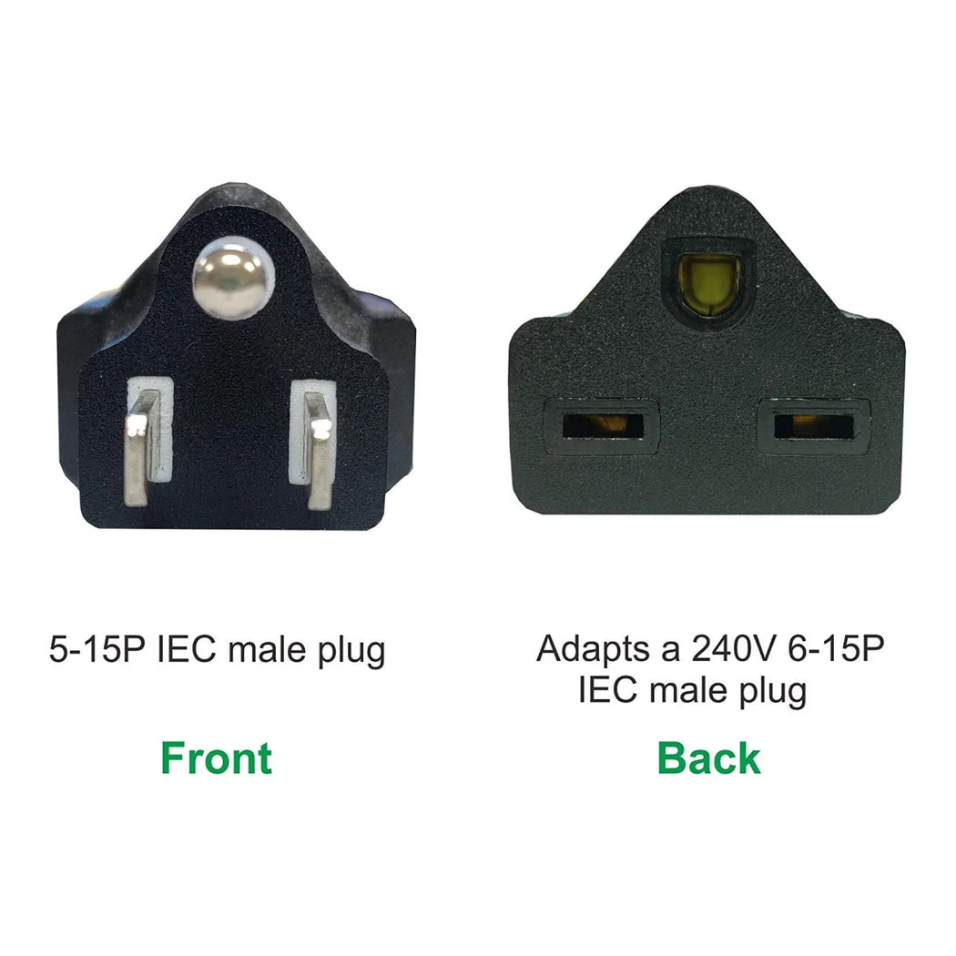 PA-1 adapter front 5-15P plug and back 6-15 receptacle