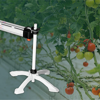 TSD-1 stand holding an ICL-300 bar between tomato rows