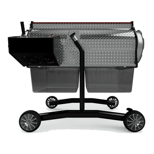 Triminator XL Dry bud trimming machine on rolling stand with collection bins