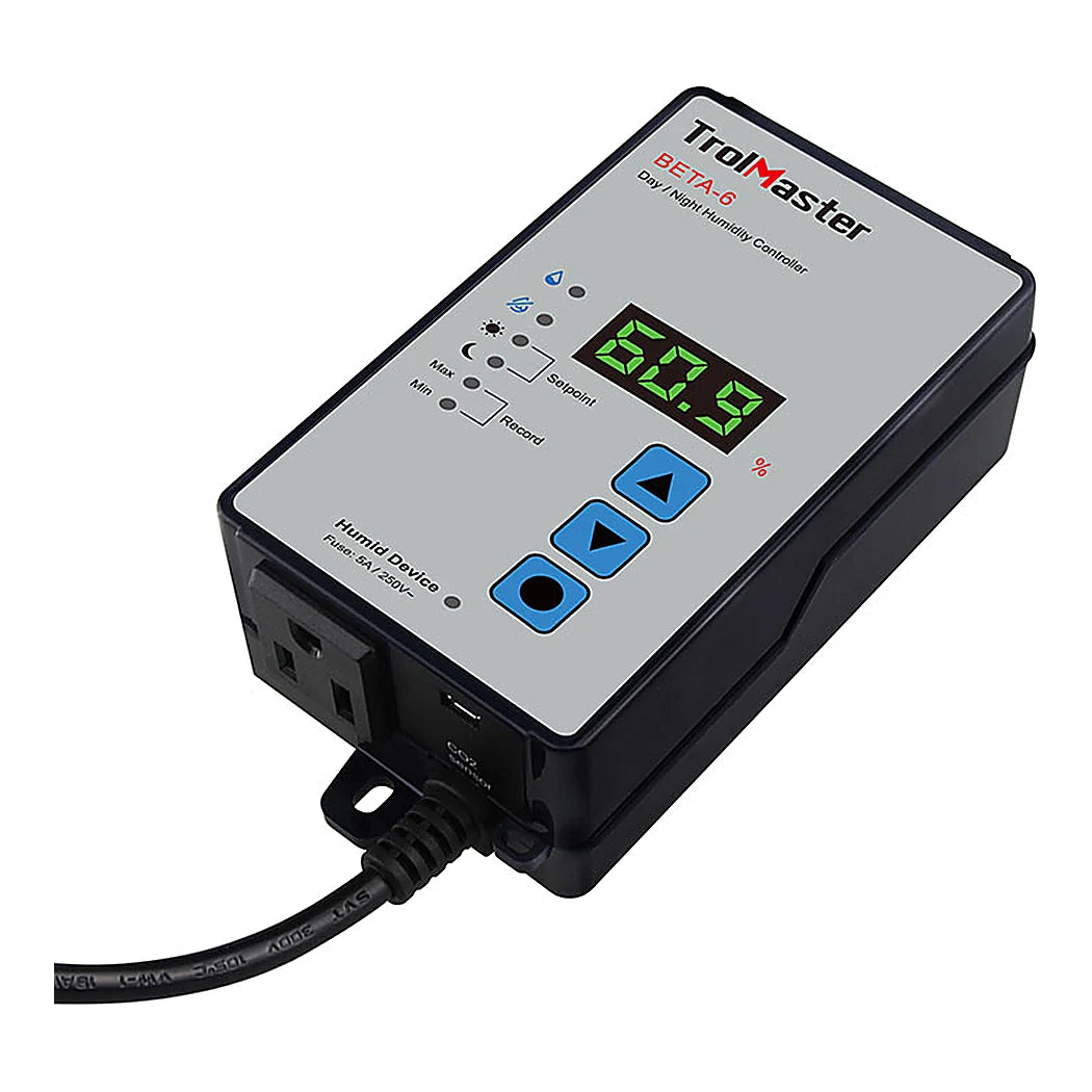 TrolMaster Beta-6 controller angled with power cord and outlet
