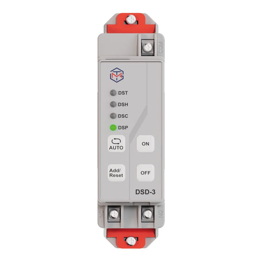 TrolMaster DSD-3 dry contact station DIN rail module with ON and OFF buttons