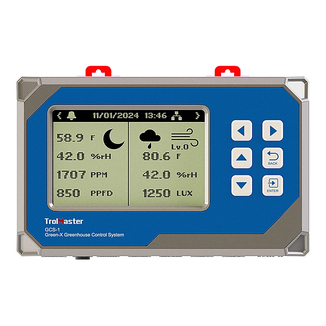 TrolMaster GCS-1 Green-X controller front with readings and keypad