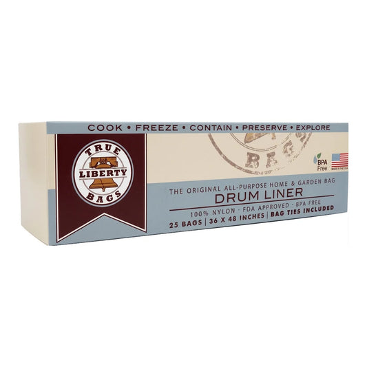 True Liberty 55 gallon drum liner bags, 36 x 48 inch, 25 bags per box