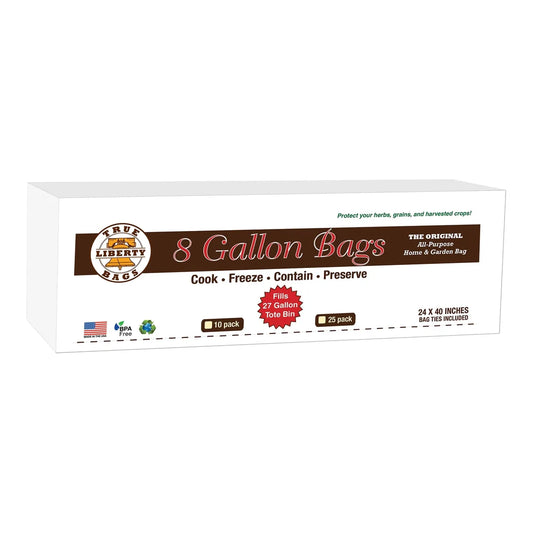 True Liberty 8 Gallon Bags 24 x 40 in | 25 Pack, Food Grade Nylon - 25 pack carton, 24 in x 40 in bags
