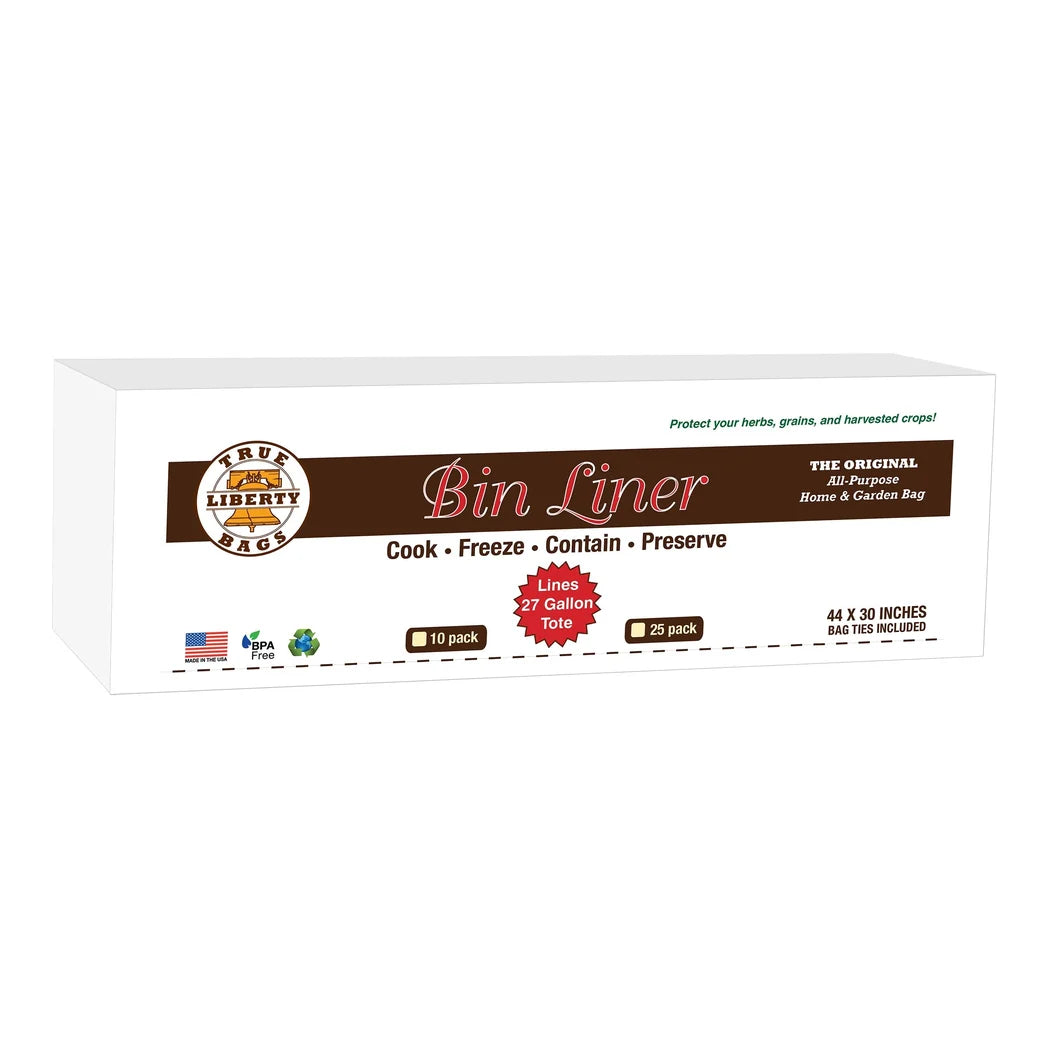 True Liberty Bin Liners 48 x 30 in | 25 Pack, 25-37 Gal Totes - 25 pack carton, 48 in x 30 in liners