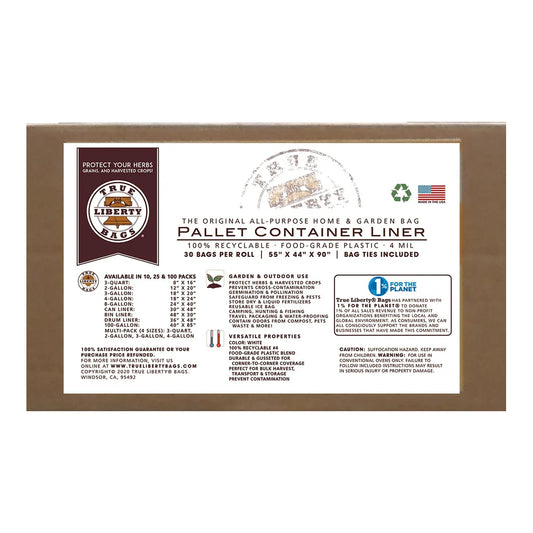 True Liberty Pallet Container Liner 55 x 44 x 90, 30 Bags/Roll, White - pallet container liner, 30 bag roll box