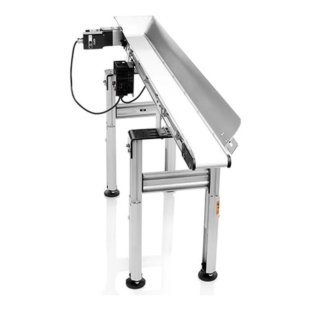 Twister inbound feed conveyor for T2 and T4 trimmers on adjustable legs