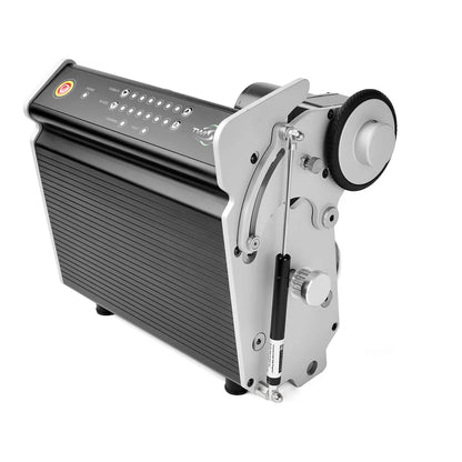 Twister T4 Trimmer - Variable Speed Wet & Dry Trimming Machine - feed hopper and discharge, side view